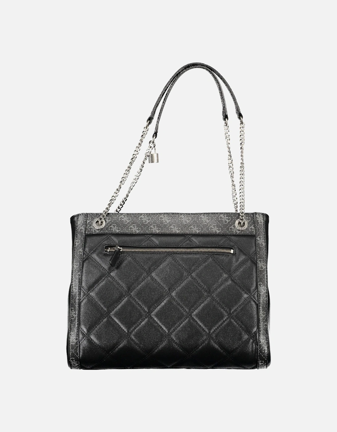 Elegant Black Handbag with Multiple Compartments and Phone Holder