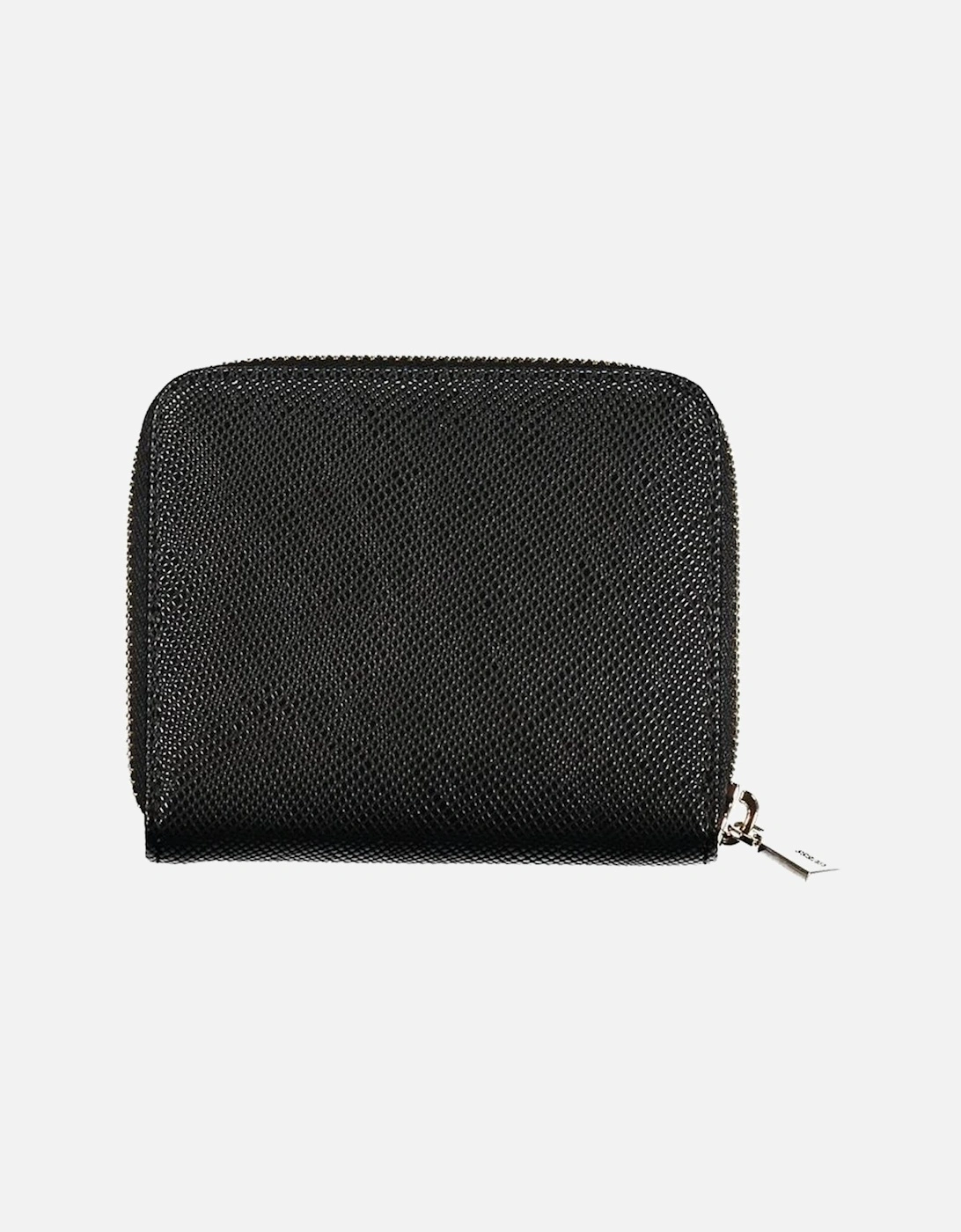Zip Closure Wallet with Card Spaces and Logo Women - Black