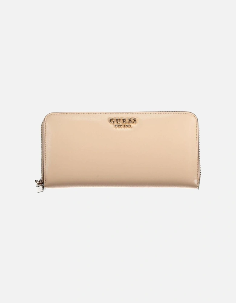 Leather Tote Bag with Gold-Tone Hardware Women - Beige Wallets