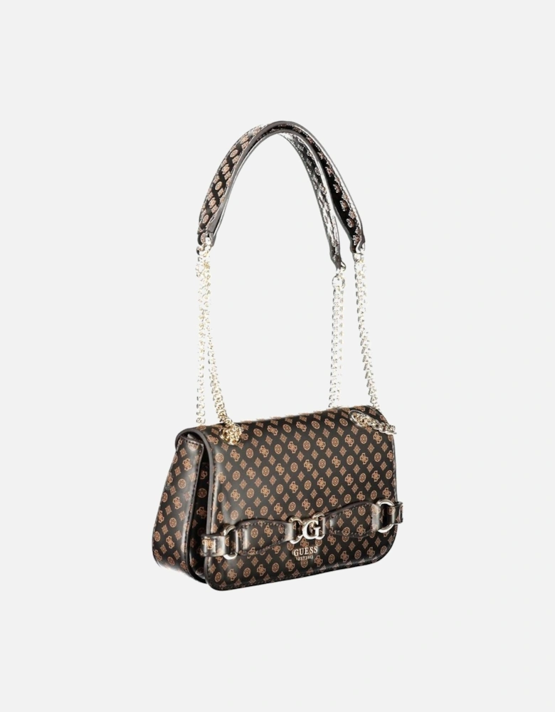 Contrasting Detail Shoulder Bag with Logo Women - Brown Handbags