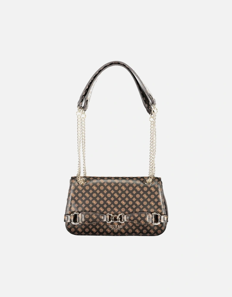 Contrasting Detail Shoulder Bag with Logo Women - Brown Handbags