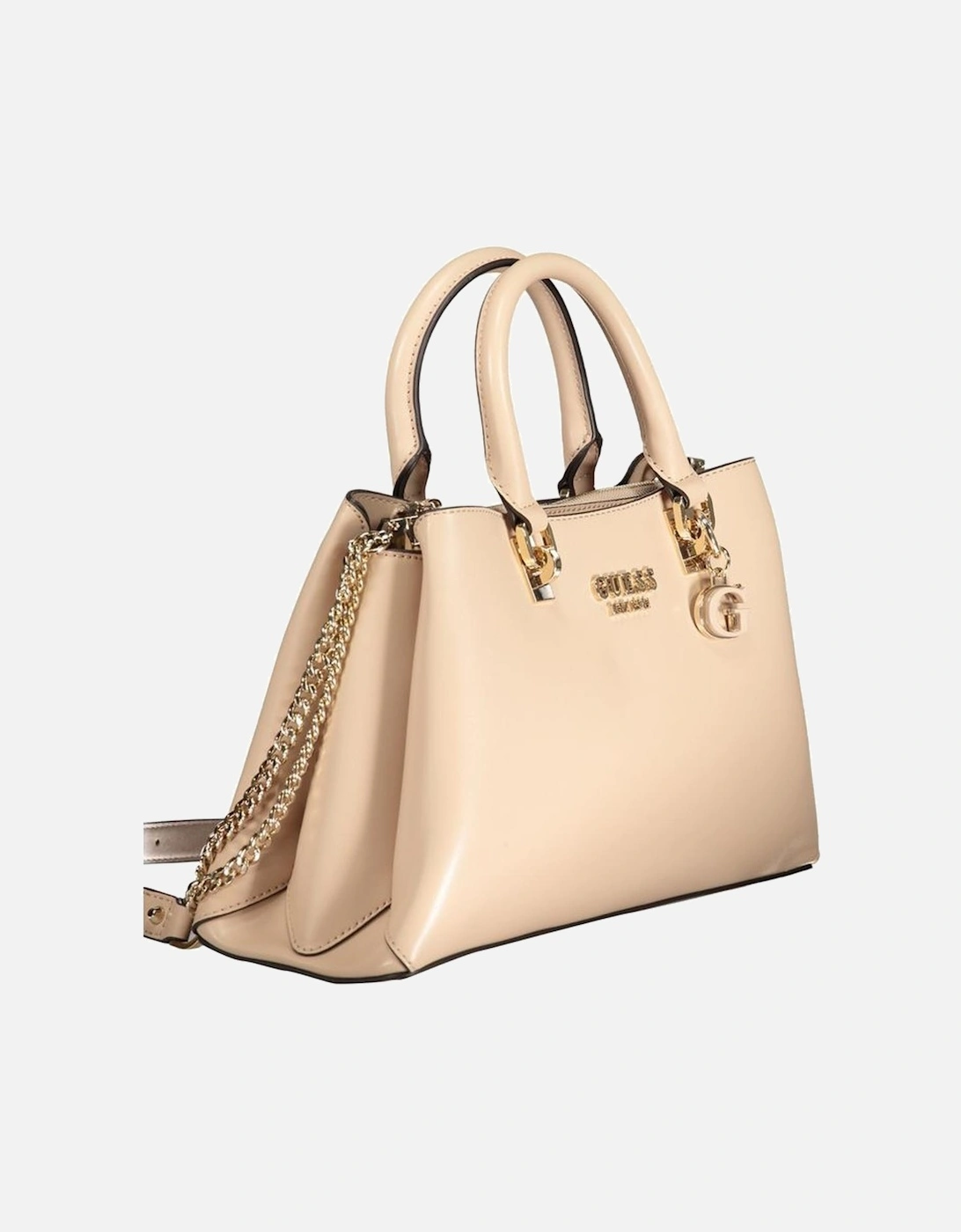 Leather Shoulder Bag with Gold Hardware Women - Beige Handbags