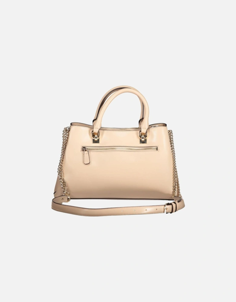 Leather Shoulder Bag with Gold Hardware Women - Beige Handbags