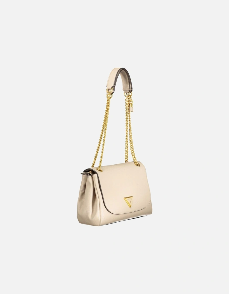 Leather Tote Bag with Gold Hardware Women - Beige Handbags