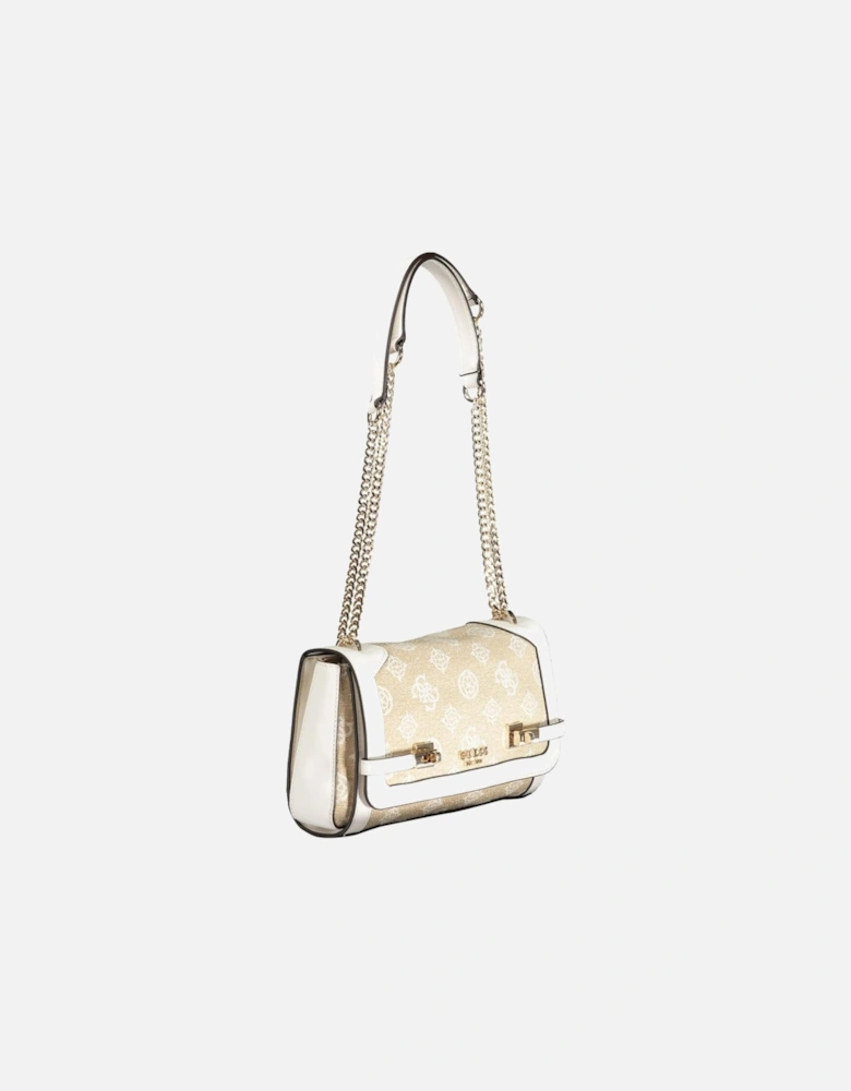 Leather Shoulder Bag with Gold-Tone Hardware Women - White Handbags