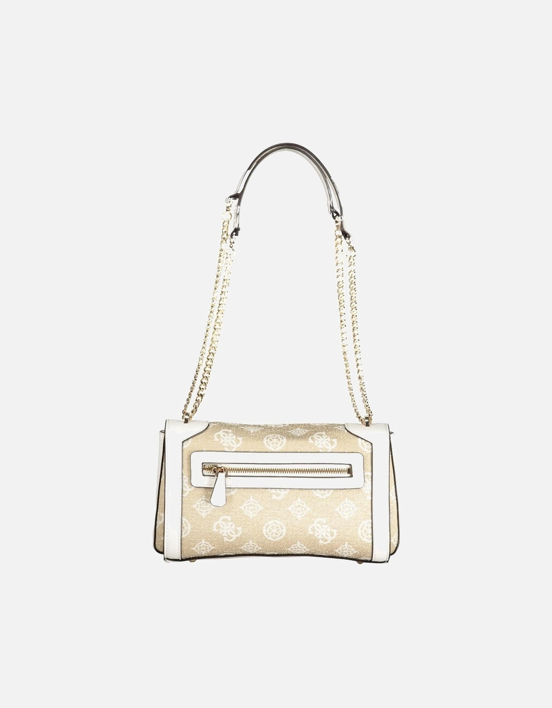 Leather Shoulder Bag with Gold-Tone Hardware Women - White Handbags