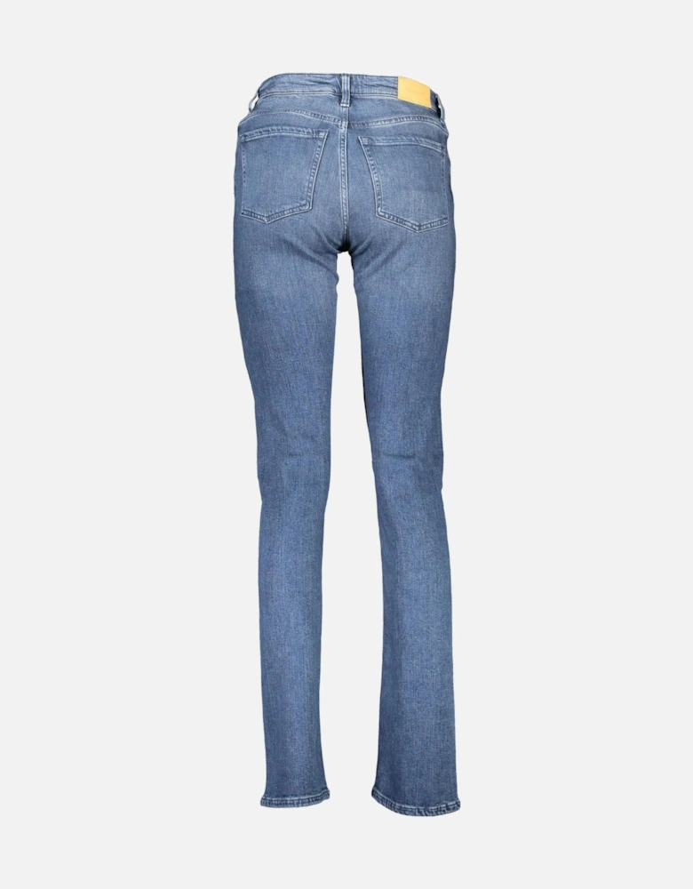 Faded Logo 5-Pocket Jeans with Button and Zip Women - Blue Jeans