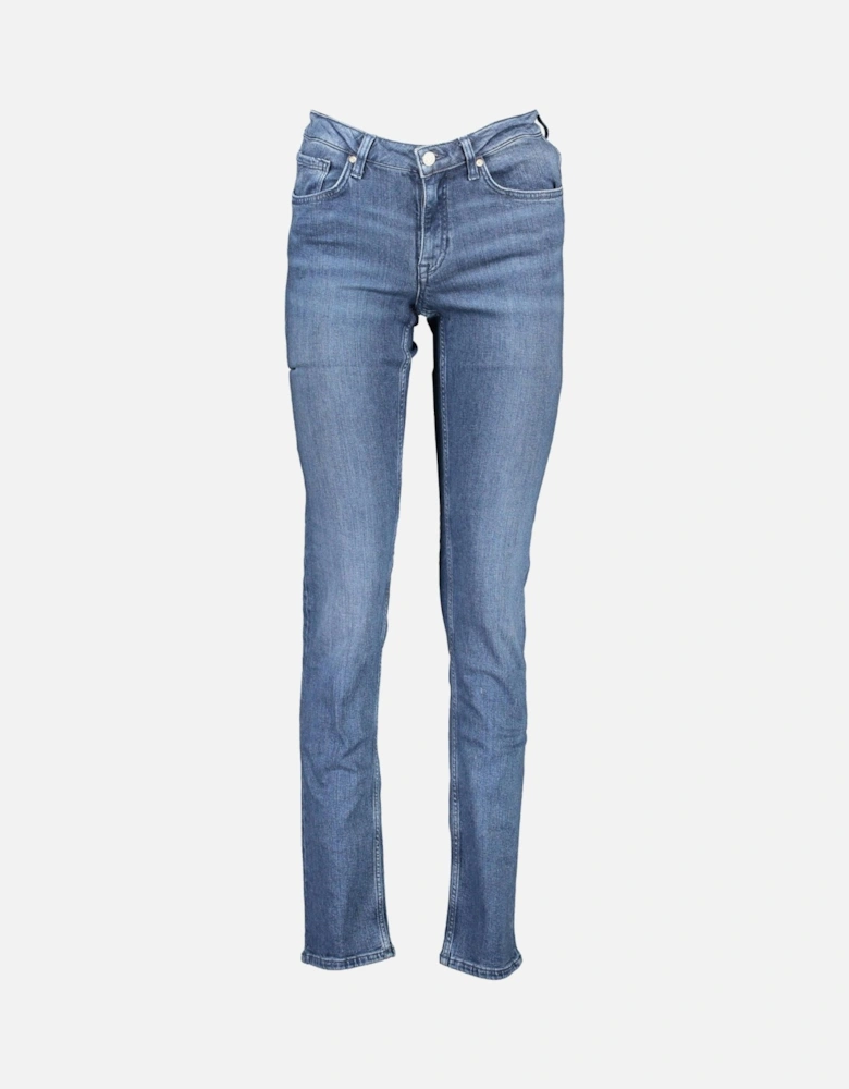 Faded Logo 5-Pocket Jeans with Button and Zip Women - Blue Jeans