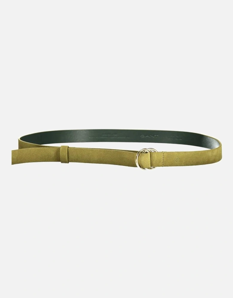 Leather Belt with Metal Buckle and Logo Detail Women - Green