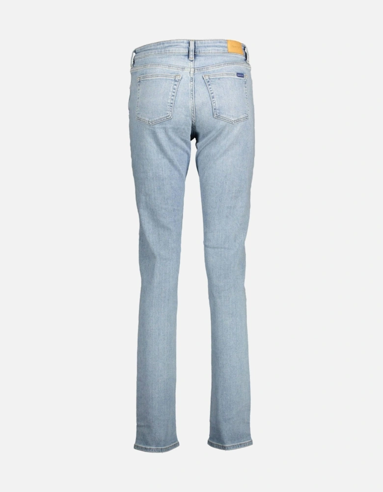 Organic Cotton 5-Pocket Slim Jeans with Washed Effect and Logo Women -