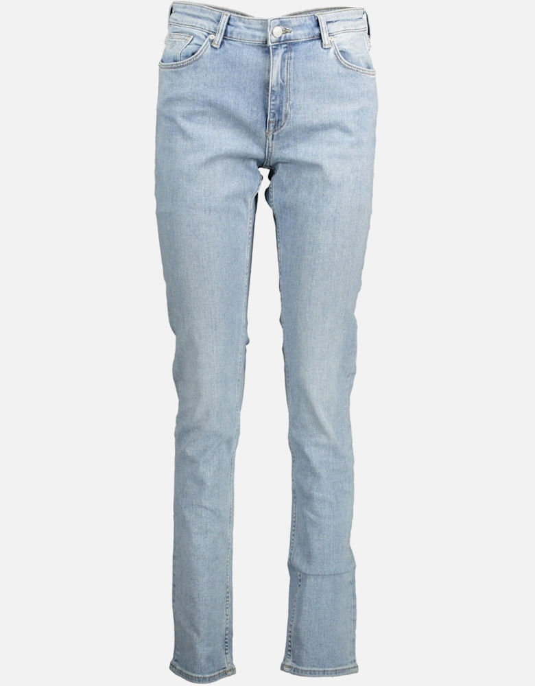 Organic Cotton 5-Pocket Slim Jeans with Washed Effect and Logo Women -