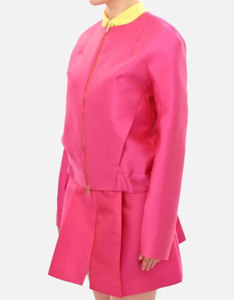Silk Blend Full Zipper Jacket Women - Pink Jackets