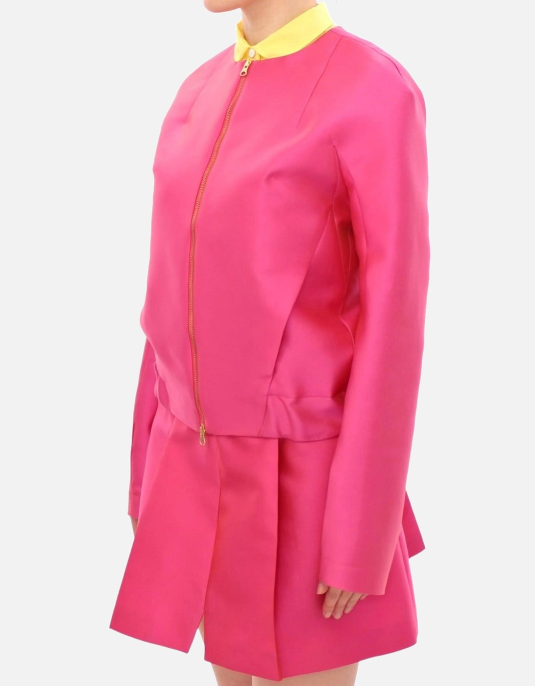 Silk Blend Full Zipper Jacket Women - Pink Jackets