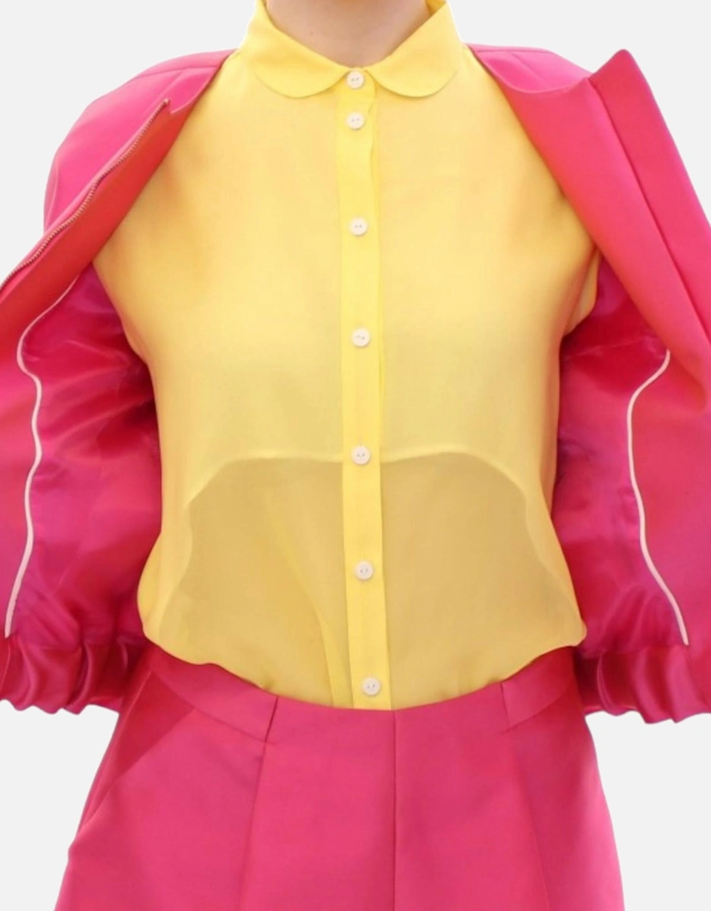 Silk Blend Full Zipper Jacket Women - Pink Jackets