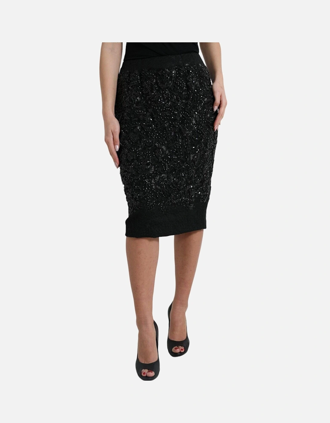 Embellished Pencil Skirt Beaded Style Women - Black, 7 of 6