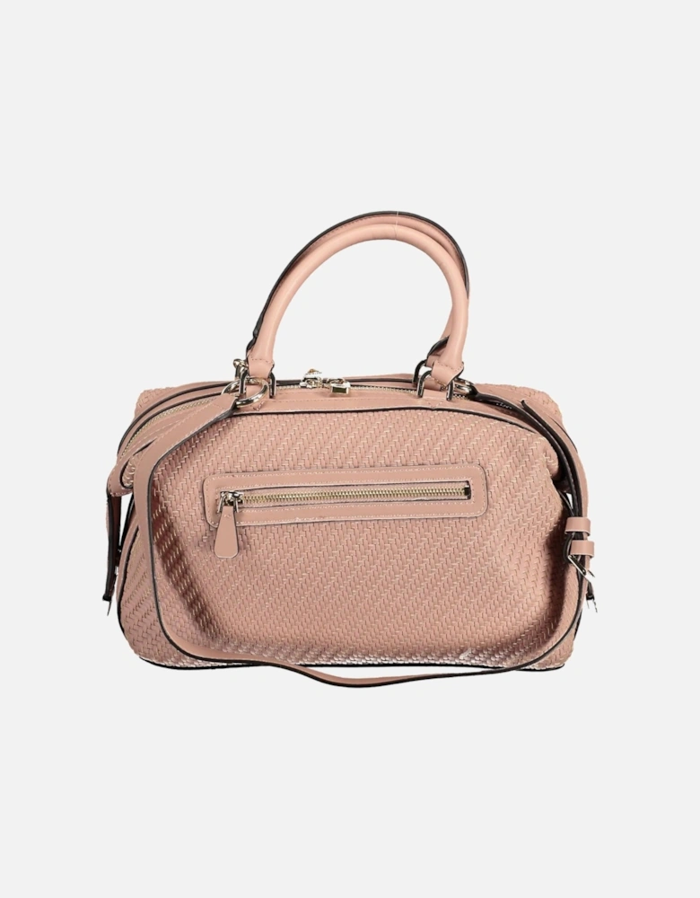 Pink Adjustable Satchel with External Pocket and Zip Closure Women