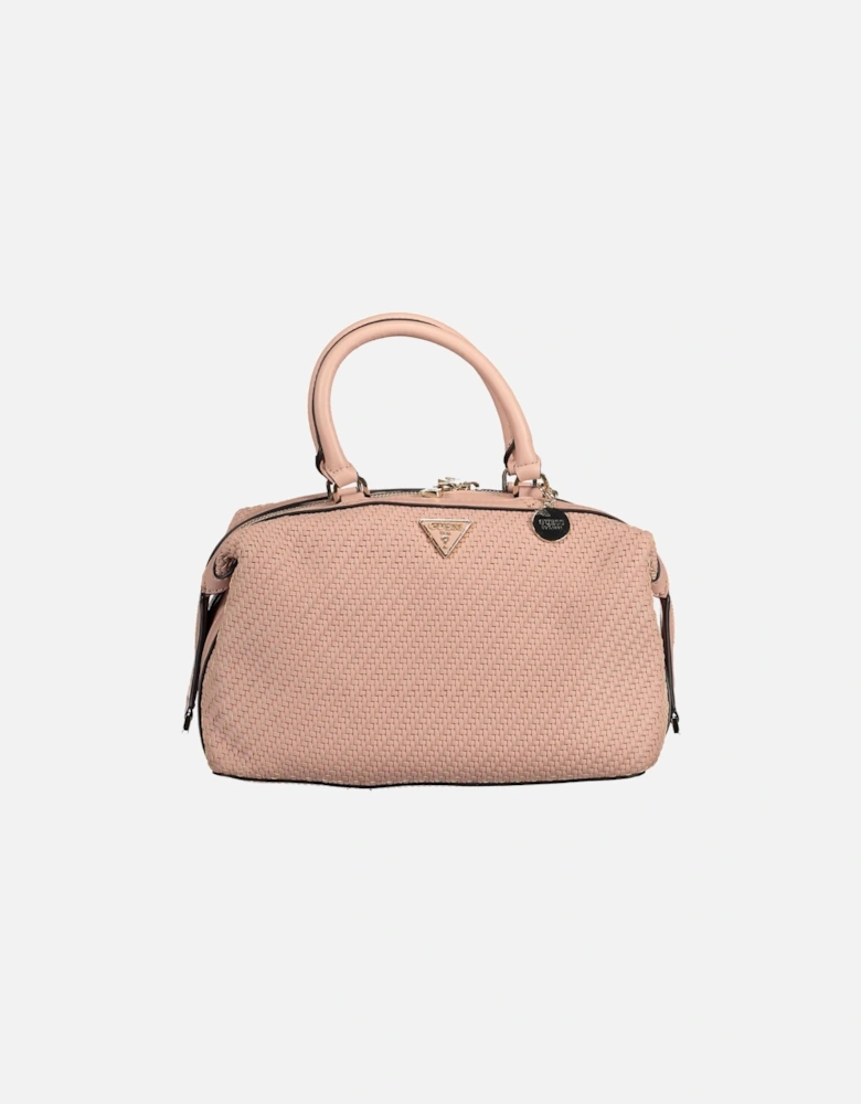 Pink Adjustable Satchel with External Pocket and Zip Closure Women