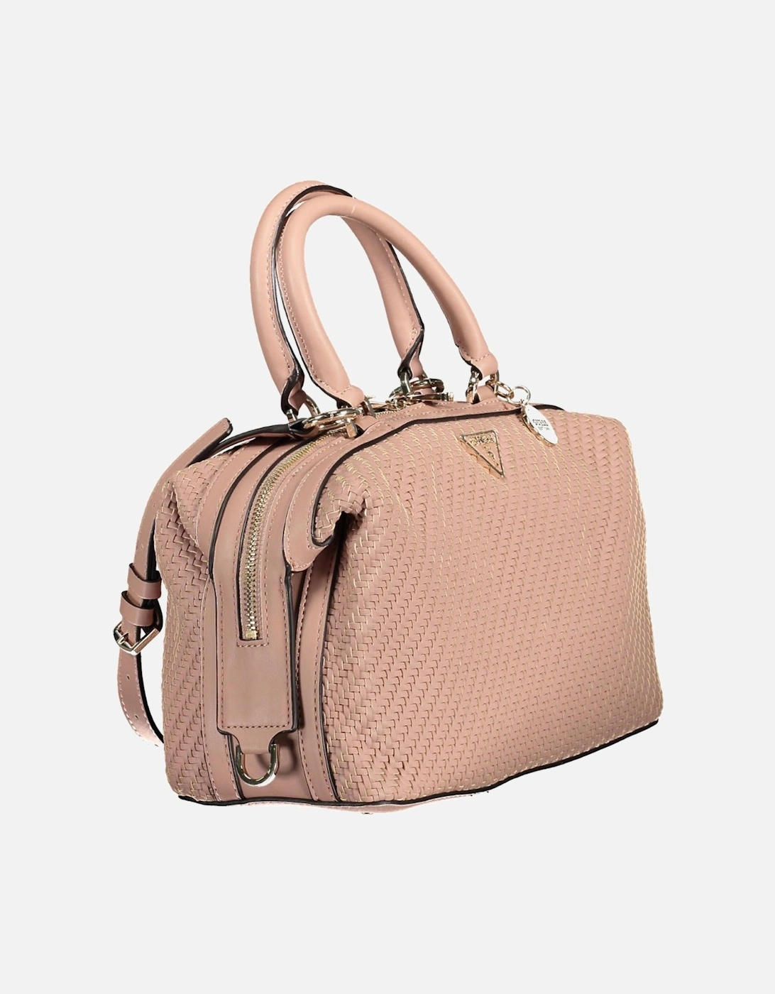 Pink Adjustable Satchel with External Pocket and Zip Closure Women