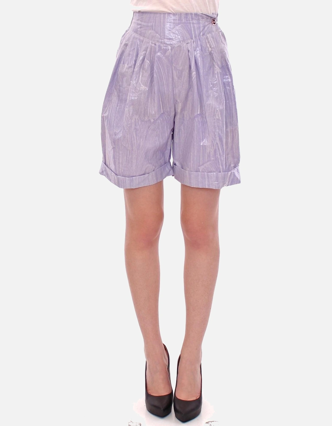 Exclusive Italian Designer Floral Shorts by Women - Purple, 7 of 6