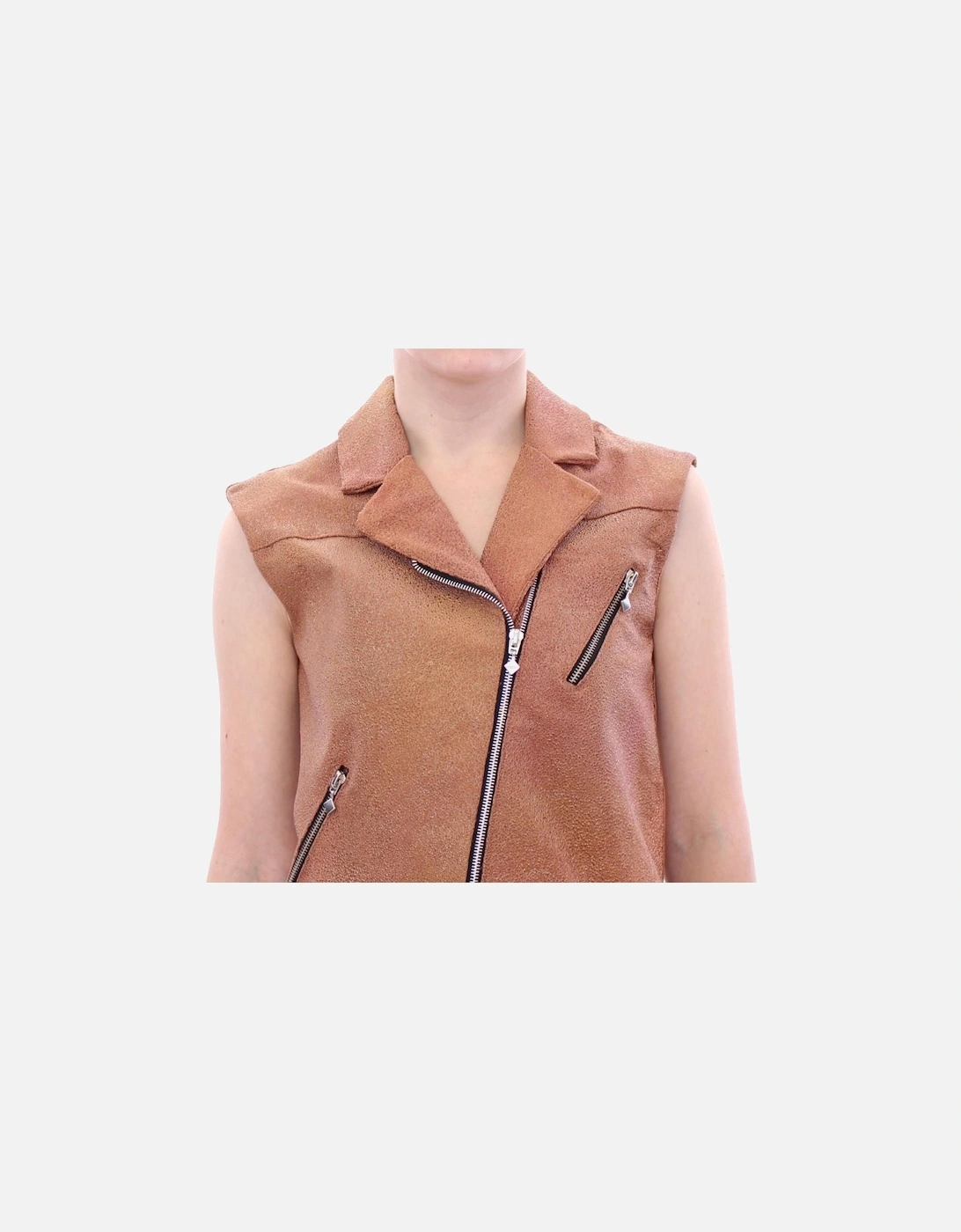 Moto Vest Metallic Brown GSS10168 Women Jackets