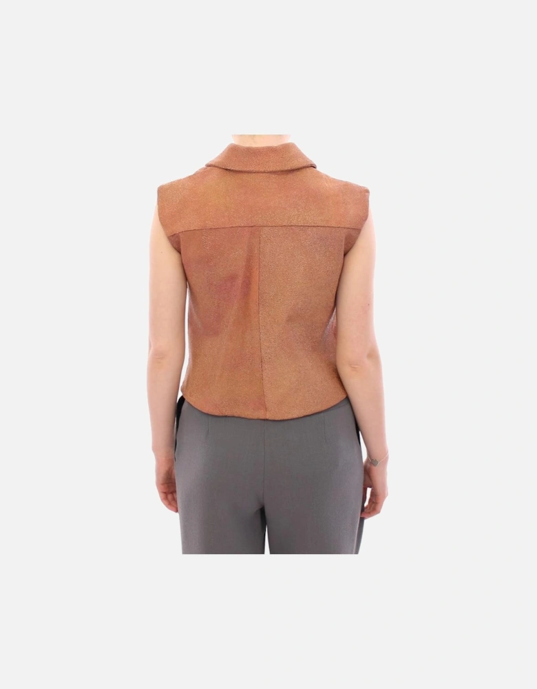 Moto Vest Metallic Brown GSS10168 Women Jackets