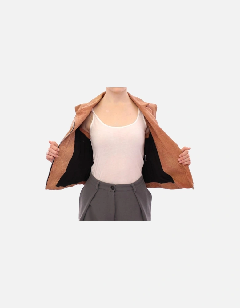 Moto Vest Metallic Brown GSS10168 Women Jackets