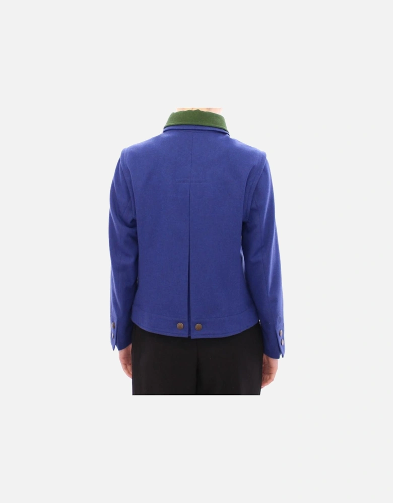 Blue Wool Blend Jacket Women Jackets