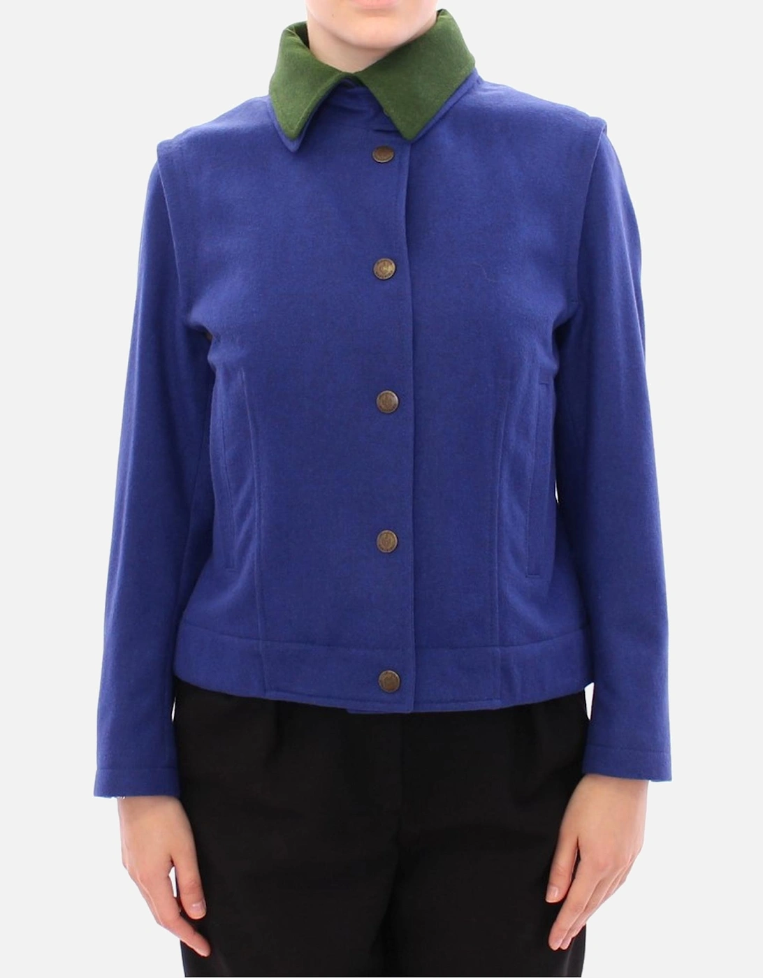 Blue Wool Blend Jacket Women Jackets, 7 of 6
