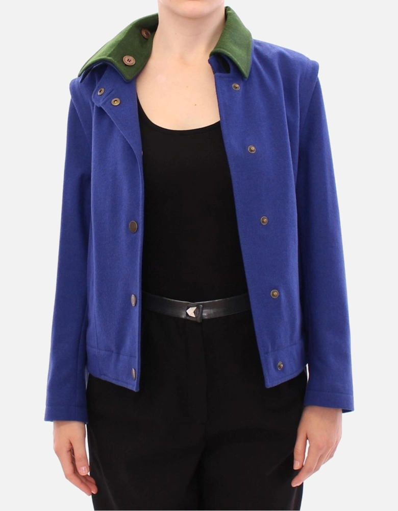 Blue Wool Blend Jacket Women Jackets