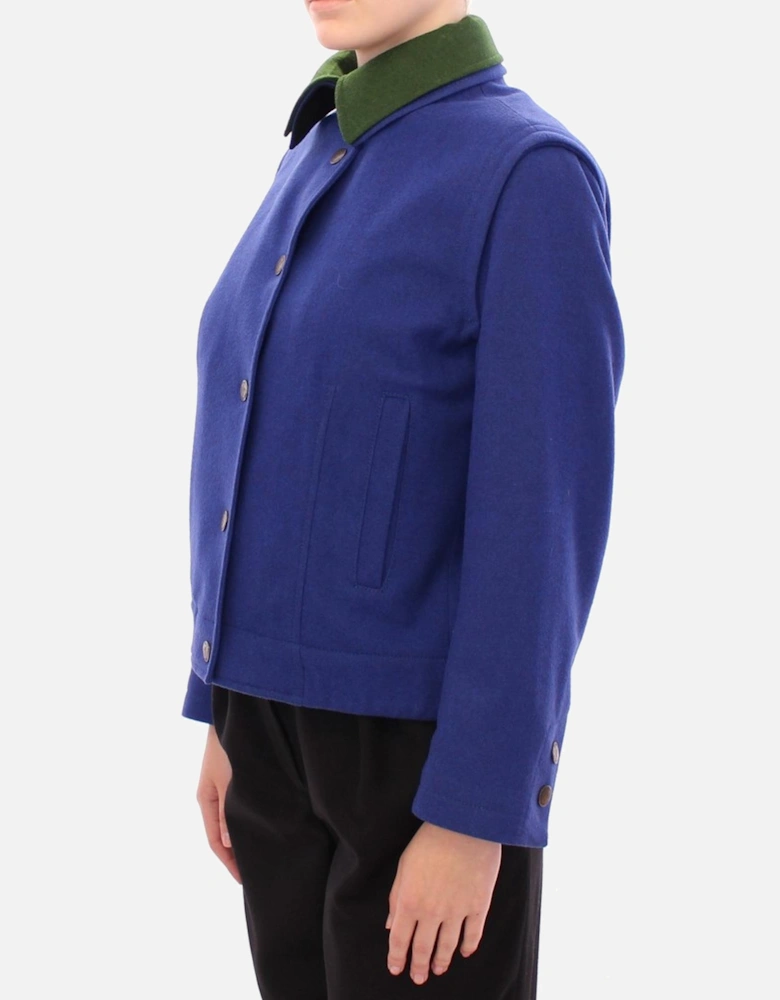 Blue Wool Blend Jacket Women Jackets