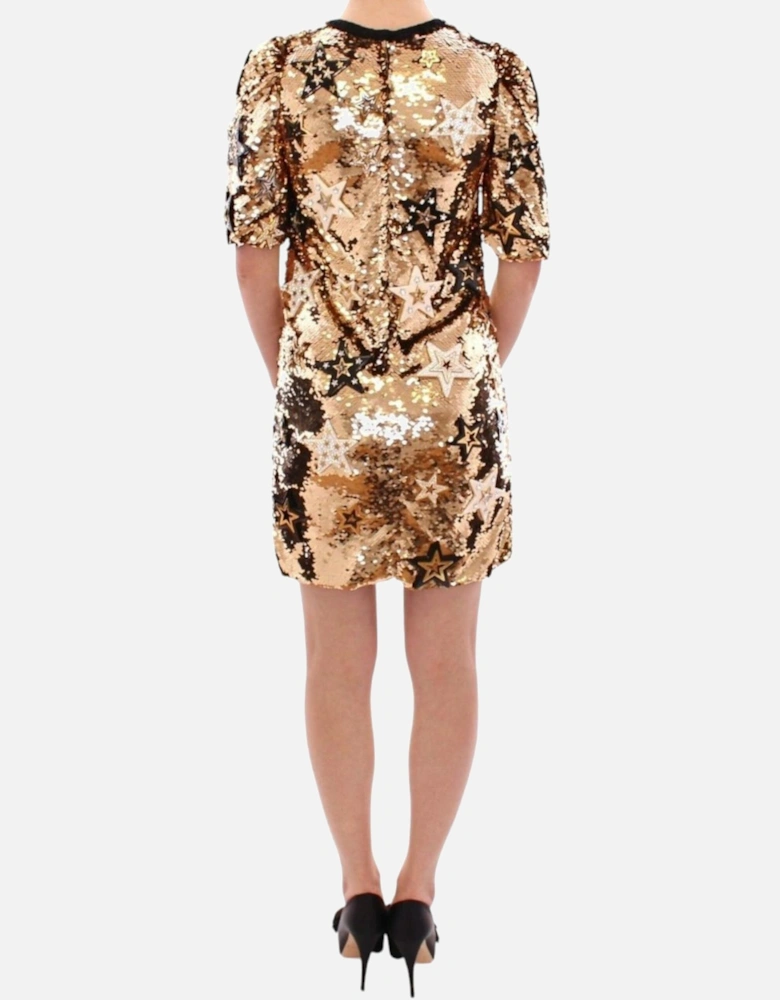 Gold Sequined Swarovski Stars Sheath Dress Women - Yellow Dresses