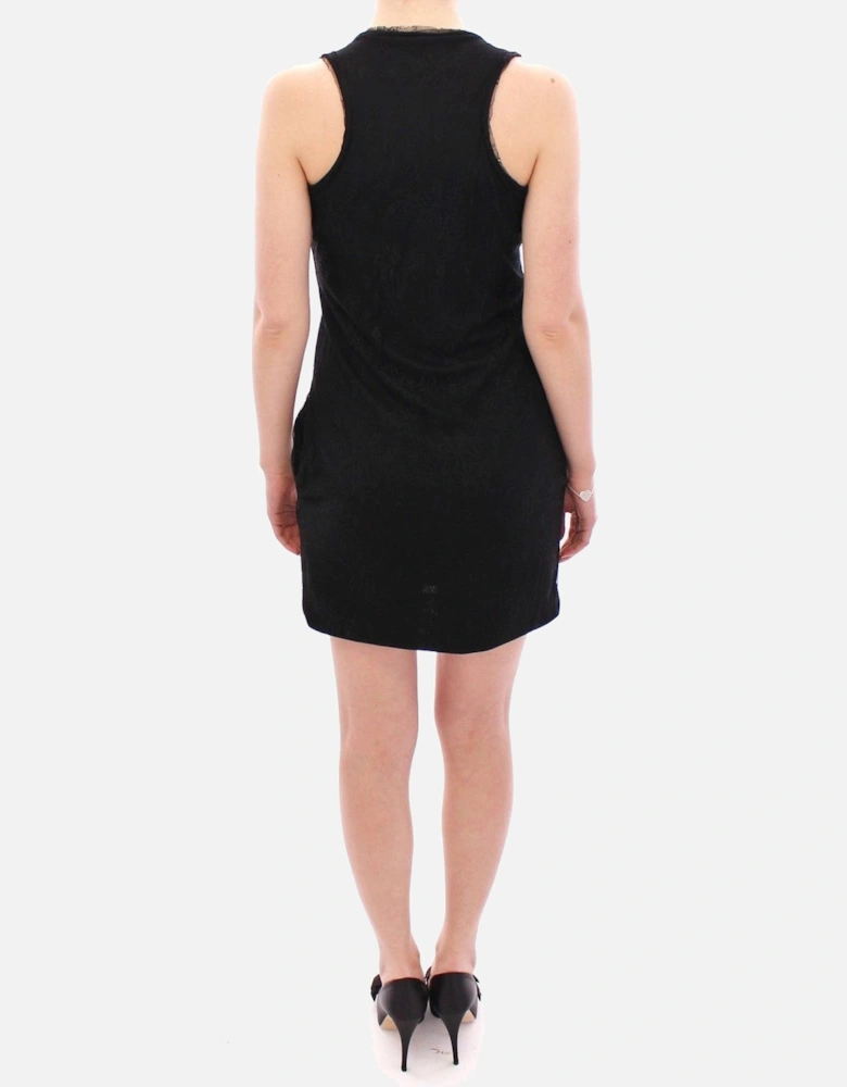 Stretch Motive Mini Dress with Lace Detailing Women - Black Dresses