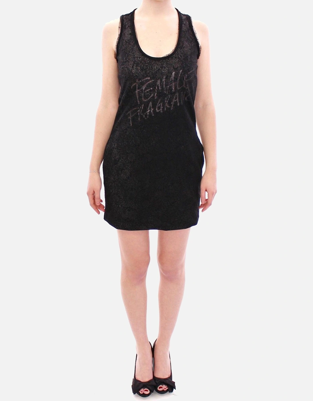 Stretch Motive Mini Dress with Lace Detailing Women - Black Dresses, 7 of 6