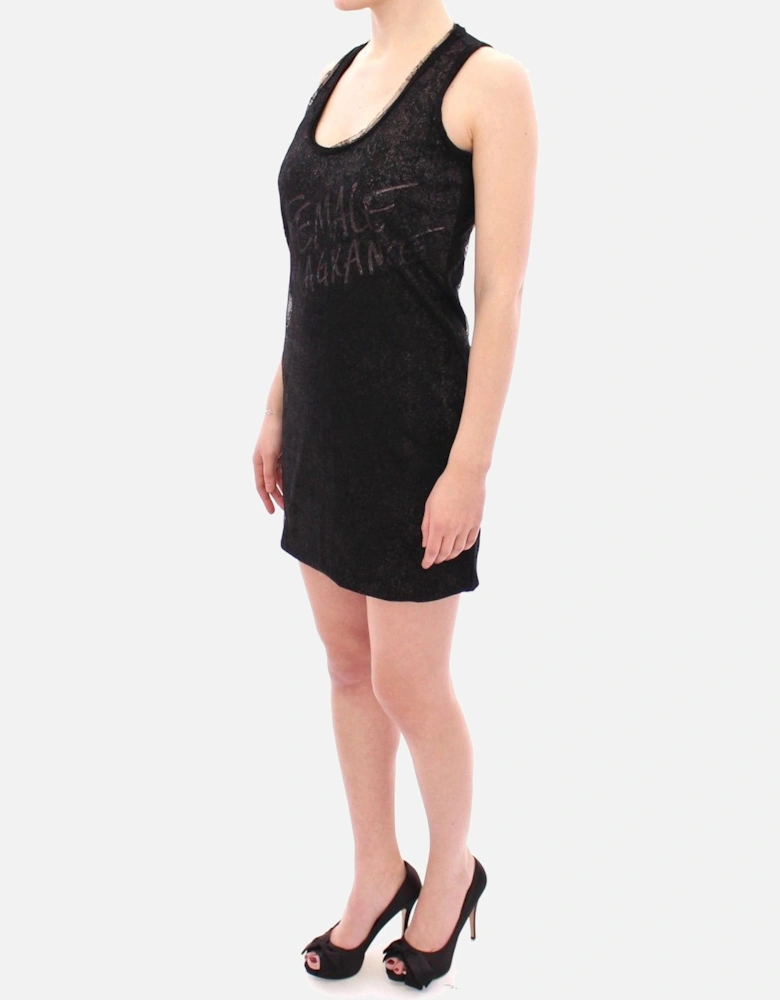 Stretch Motive Mini Dress with Lace Detailing Women - Black Dresses