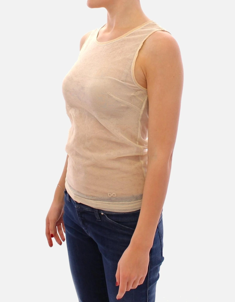 Dolce Gabbana Tank Top Sleeveless Beige Women T-Shirts