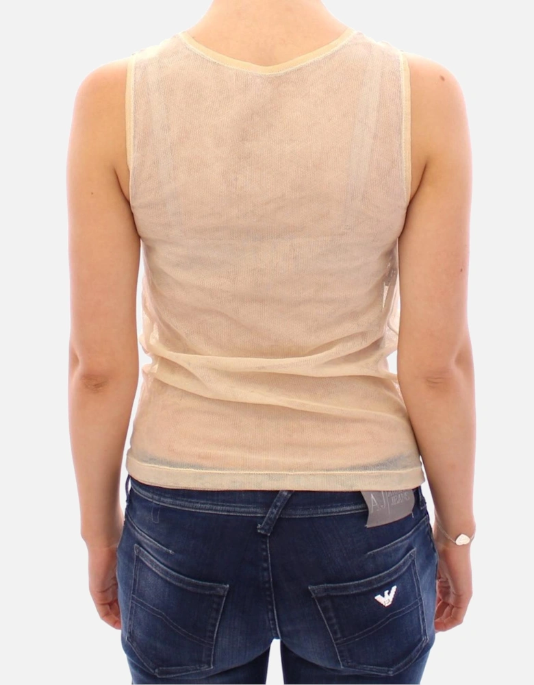 Dolce Gabbana Tank Top Sleeveless Beige Women T-Shirts
