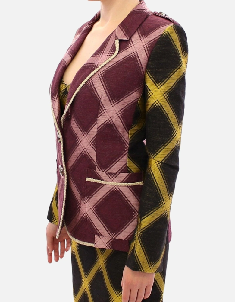 Checkered TwoTone Blazer Women - Purple Suits
