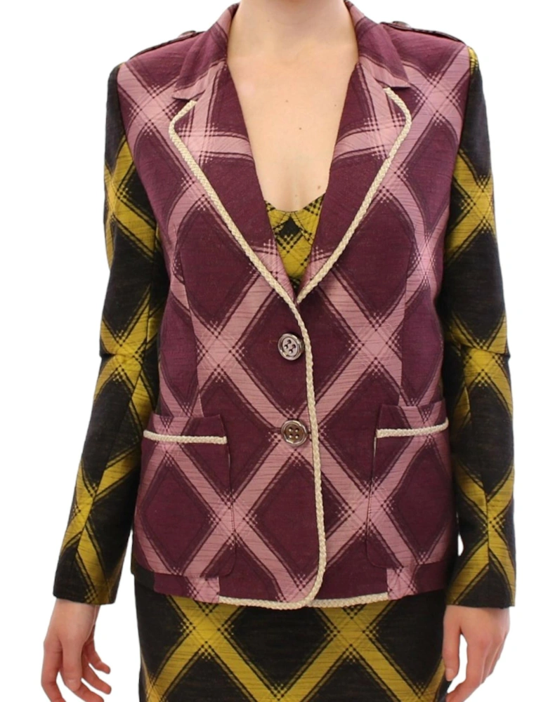 Checkered TwoTone Blazer Women - Purple Suits