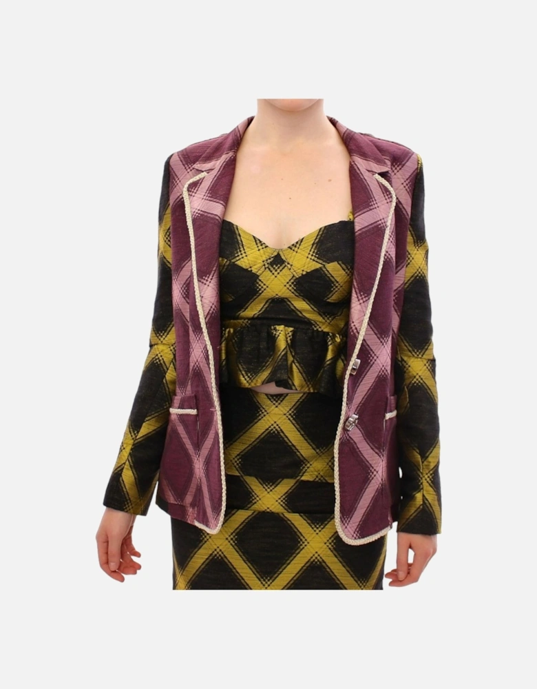 Checkered TwoTone Blazer Women - Purple Suits