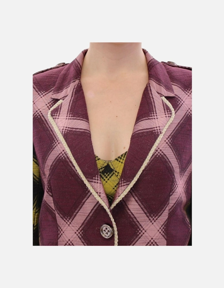 Checkered TwoTone Blazer Women - Purple Suits