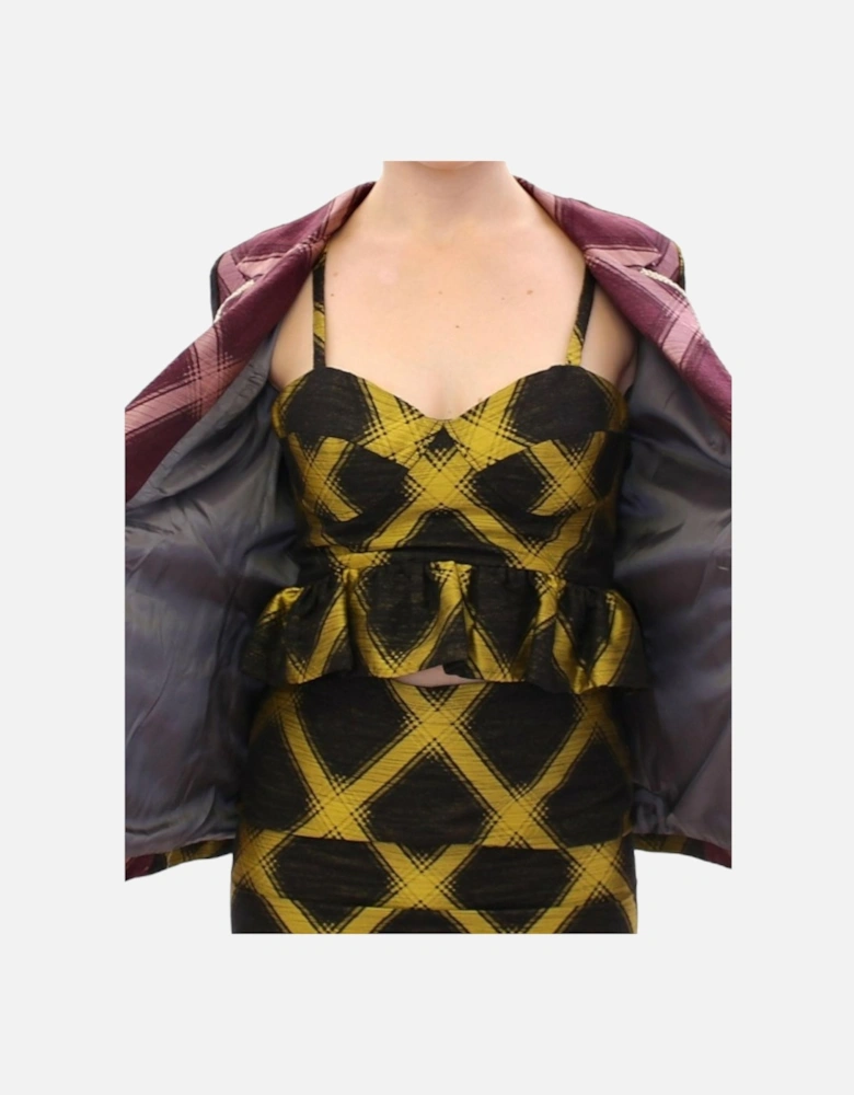 Checkered TwoTone Blazer Women - Purple Suits