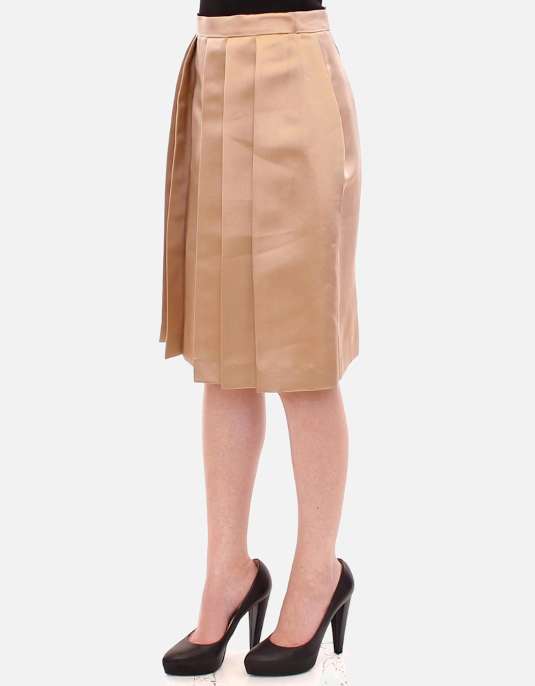 Pleated Midi Skirt Women - Brown