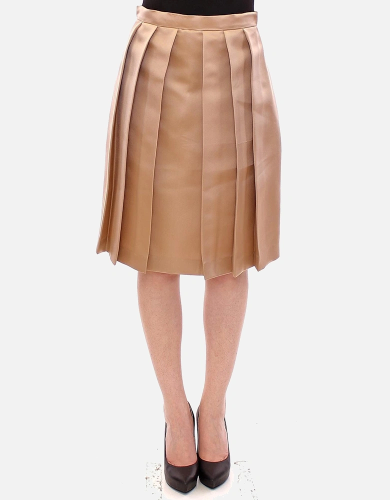 Pleated Midi Skirt Women - Brown