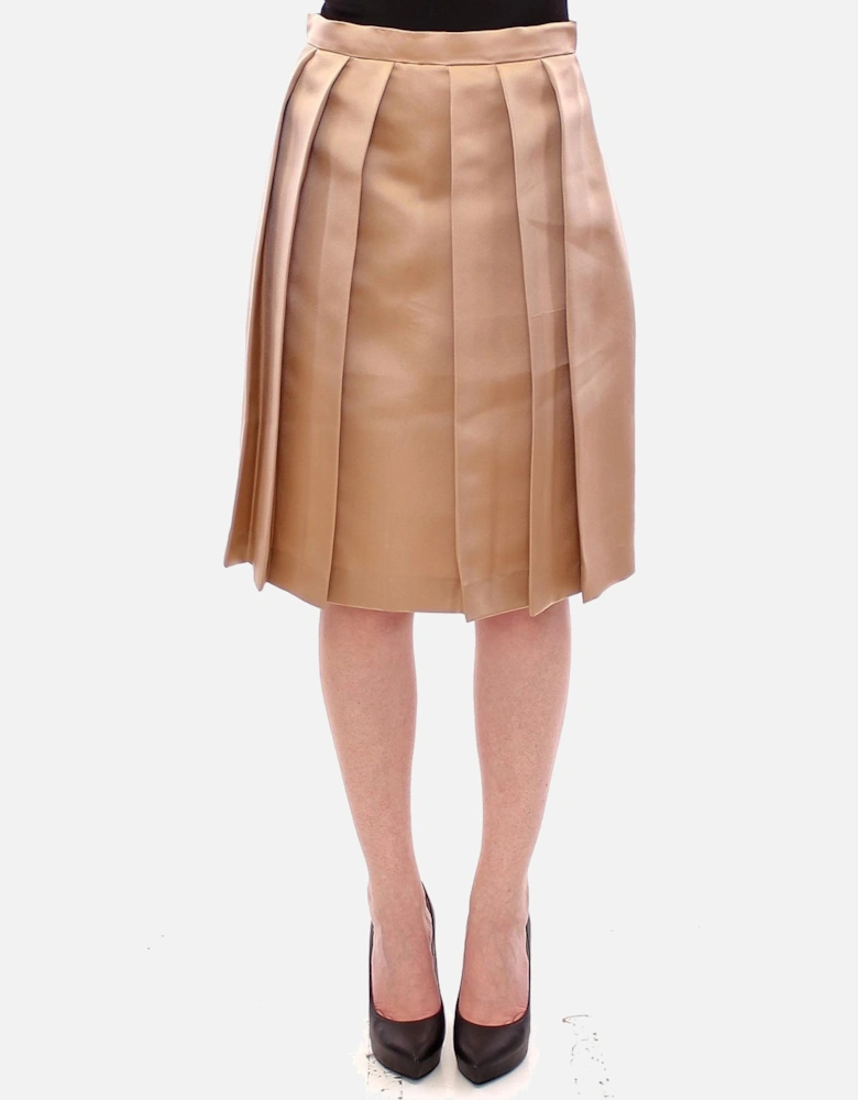 Pleated Midi Skirt Women - Brown