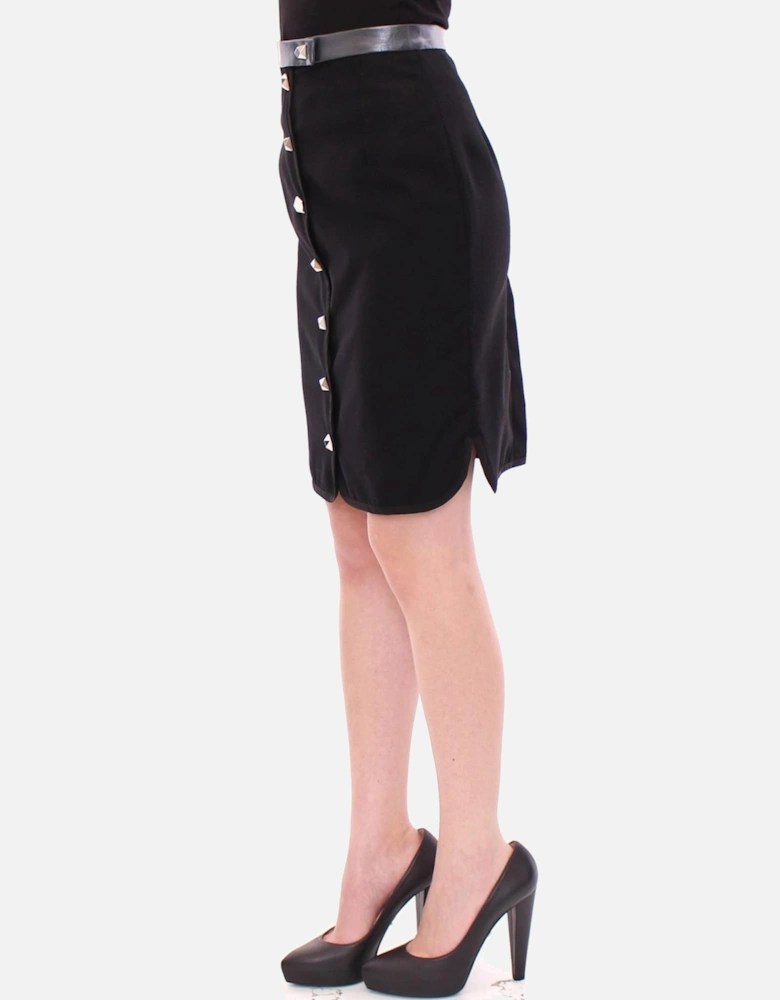 Pencil Skirt Button Front ALine Women - Black