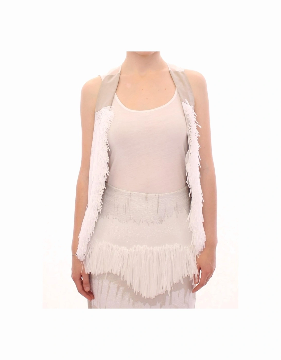 Fringe Vest Skirt Set Model GSS10321 Women - White T-Shirts, 7 of 6