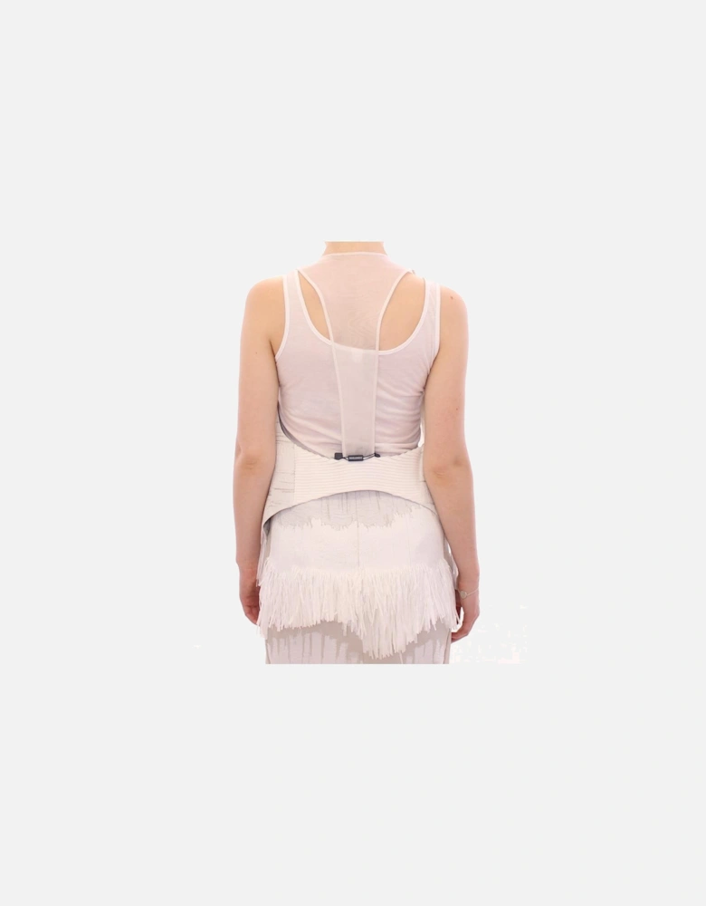 Fringe Vest Skirt Set Model GSS10321 Women - White T-Shirts