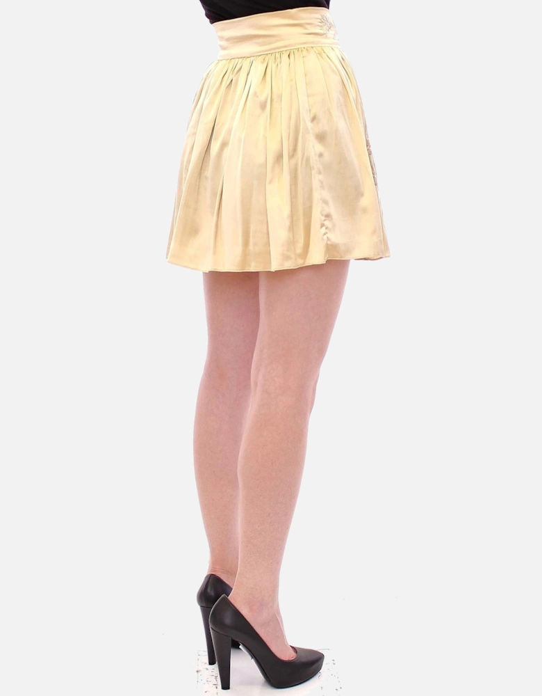Embroidered Mini Skirt Women - Beige