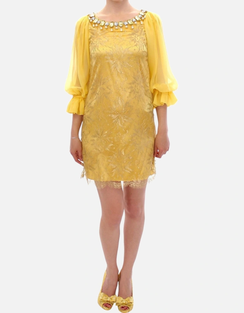 Dolce Gabbana Dress Jewel Neck 34 Sleeves Women - Yellow Dresses