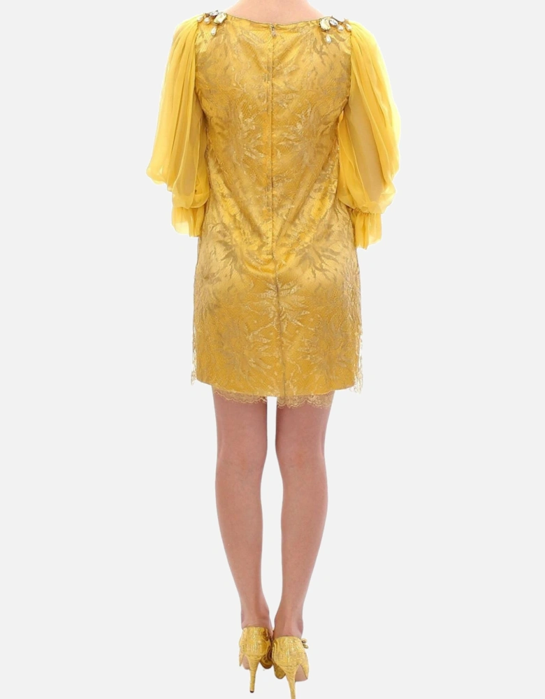 Dolce Gabbana Dress Jewel Neck 34 Sleeves Women - Yellow Dresses